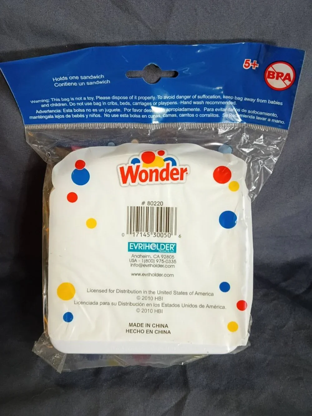 Wonder Bread Sandwich Packer Container Lunch Box Holder NIP 2010